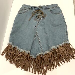 Max Wang Denim suede Fringe size medium